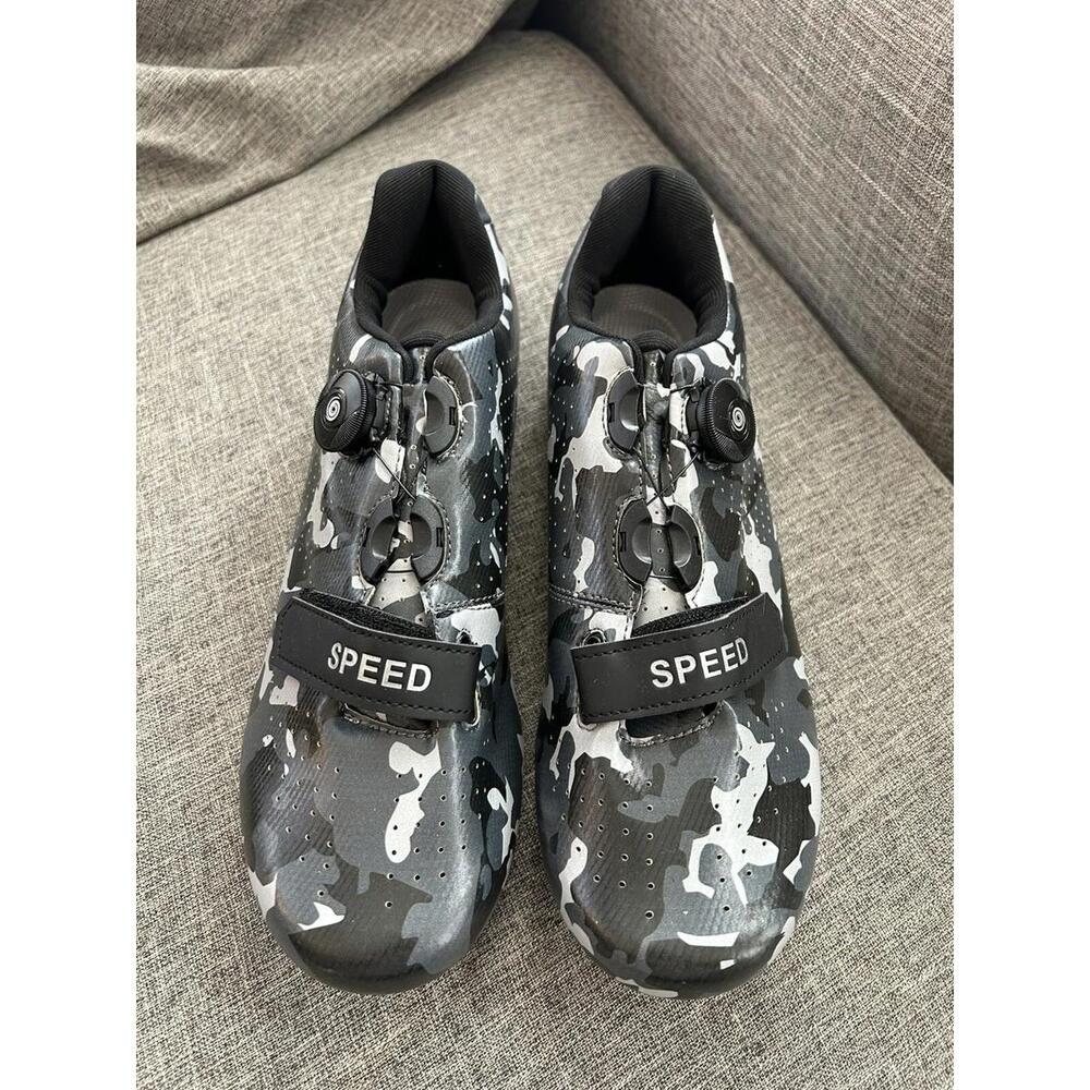 Swisswell Road Cycling Shoes Self Locking Mountain Bike Shoes Mens Size 44 Camo